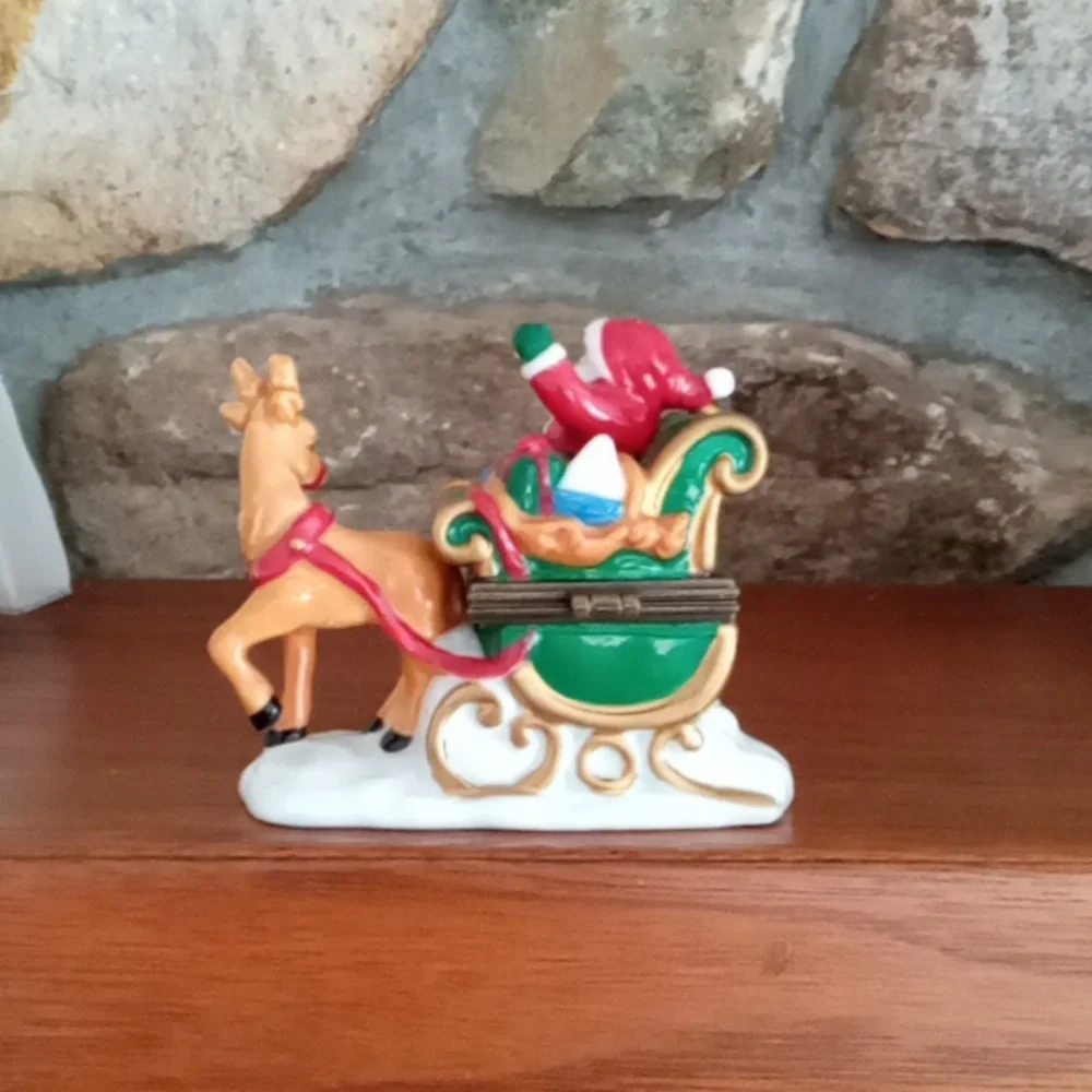 Midwest of Canon Falls Hinged Santa Sleigh Trinket Box